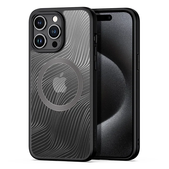 Dux Ducis iPhone 15 Pro Max Aimo Series MagSafe Premium Buzlu Sert PC-TPU Kılıf-(5775)
