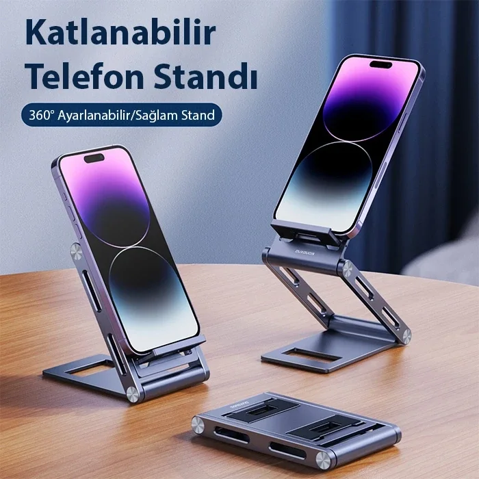 Dux Ducis Z-Shape Alüminyum Alaşımlı Katlanır Telefon Standı-(5775)