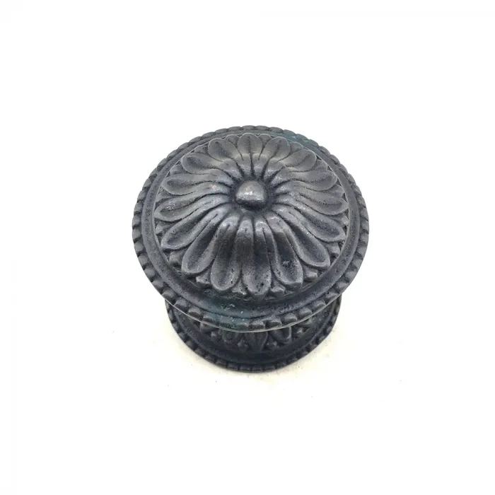 Eco Lounge Antika Tarz Dekoratif Pirinç Papatya Kapı Babası - 73mm, Oksit