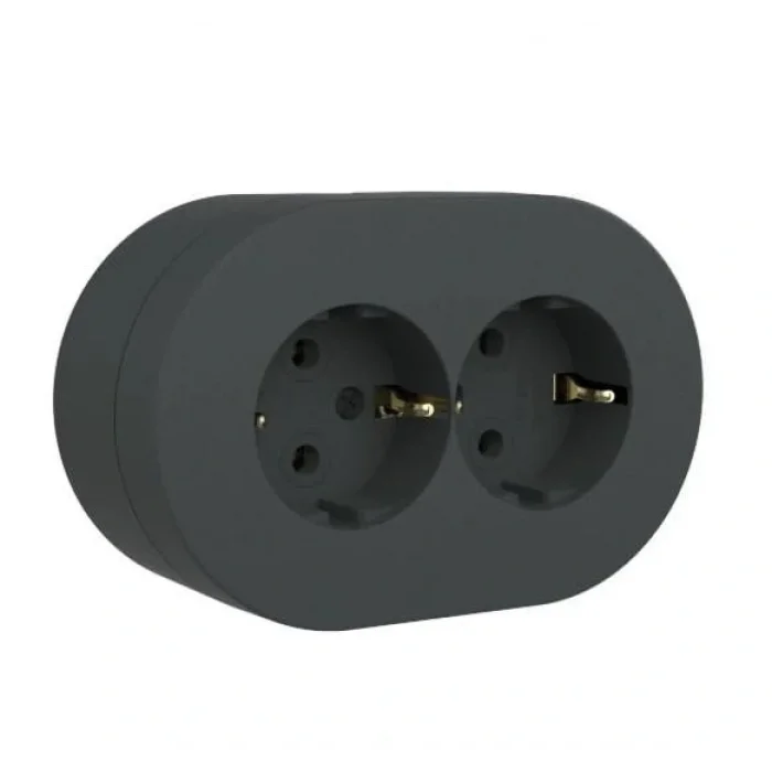 Eco Lounge Ovivo Xone Antrasit İikili Topraklı Priz Sıva Üstü