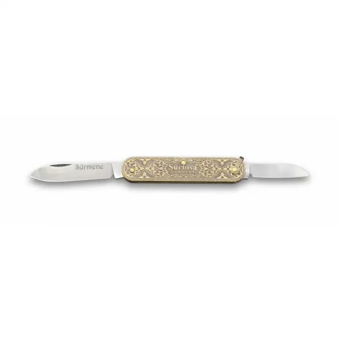 Eco Lounge Sürbısa 61804 Pirinç İşlemeli Sürmene Çakısı 5,5 / 3,5 cm - Çift Bıçaklı