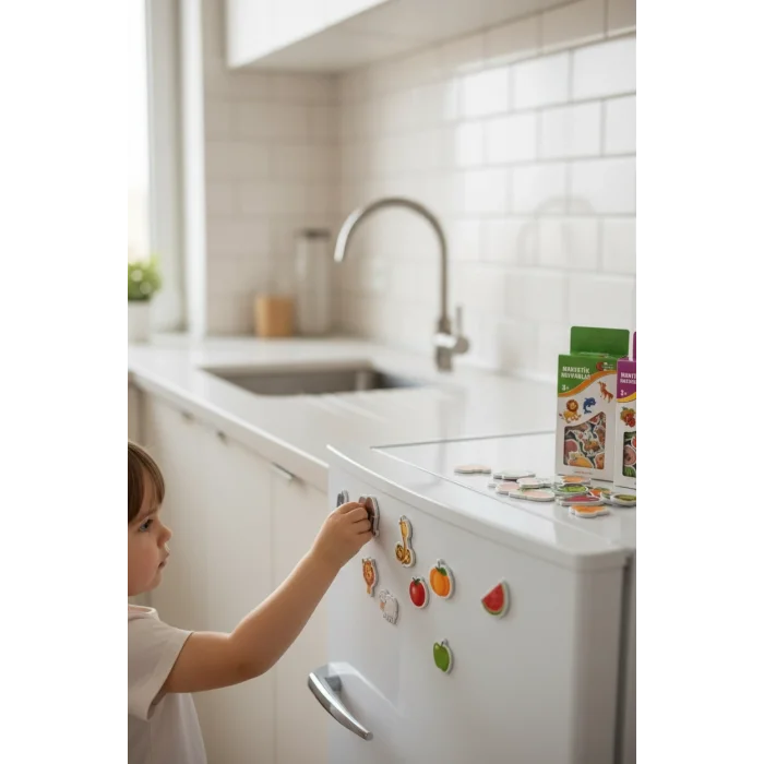 Eğitici Manyetik Oyuncak Seti 56 Parça Hayvan Sebze Meyve Magnet