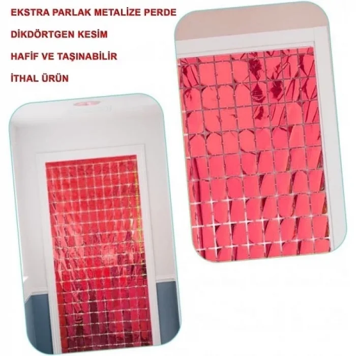 Kırmızı Disko Dikdörtgen Kesim Kapı Perdesi