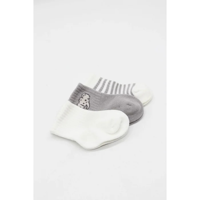 Elephant Boy 3lü Penye Soket Çorap 10135 Ekru
