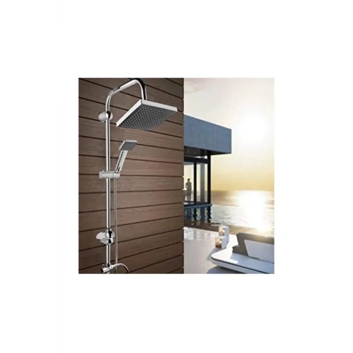Epilons Robot Tepe Duş Sistemi Yağmurlama Duş Seti Krom Siyah Kare