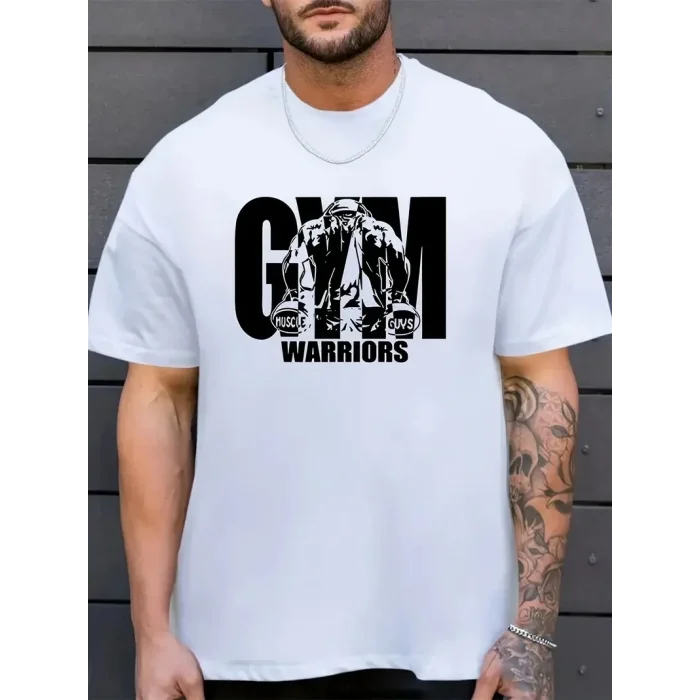 Erkek Baskılı Tişört Kısa Kol Bisiklet Yaka Regular fit Rahat kalıp T-Shirt - Beyaz