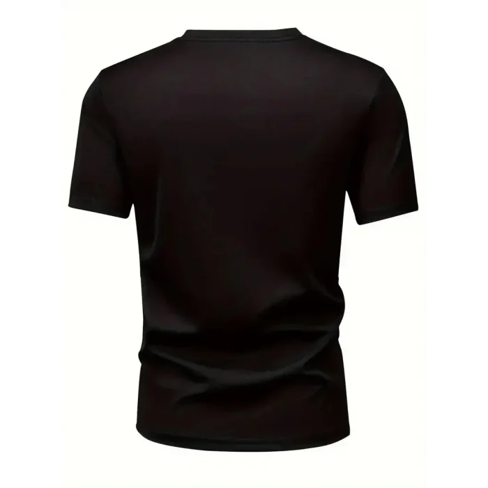 Erkek Kısa Kol Yazlık Tişört Bisiklet Yaka Baskılı Oversize T-Shirt - Siyah