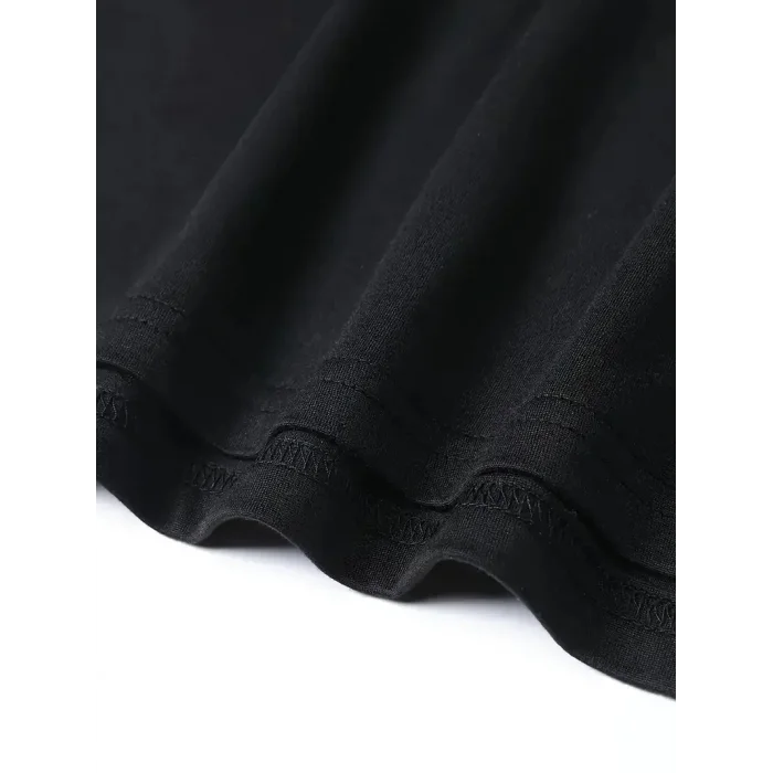 Erkek Kısa Kol Yazlık Tişört Bisiklet Yaka Baskılı Oversize T-Shirt - Siyah