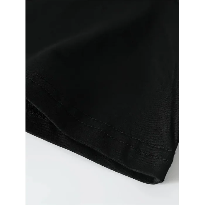 Erkek Baskılı Tişört Kısa Kol Bisiklet Yaka Oversize T-Shirt - - Siyah