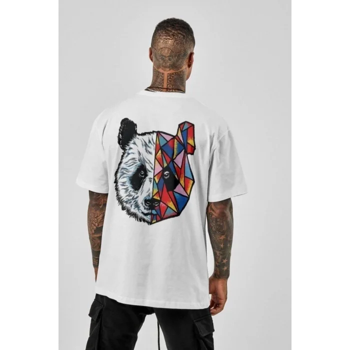 Erkek Baskılı T-Shirt Kısa Kol Bisiklet Yaka Regular Fit Rahat Kalıp Tişört -  Beyaz