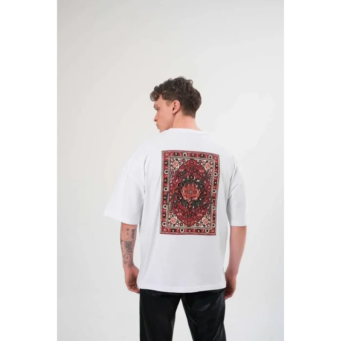 Erkek Bisiklet Yaka Baskılı Kısa kol T-Shirt - Beyaz