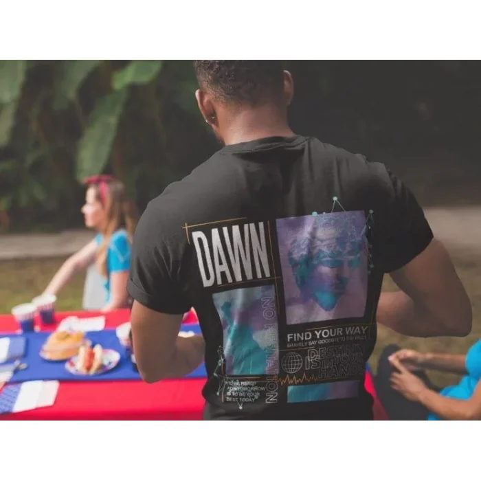 Erkek Tişort  Bisiklet Yaka Baskılı Kısa kol T-Shirt - Siyah