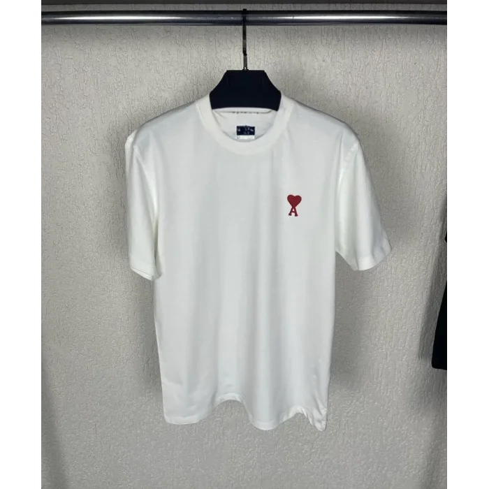 Erkek Kısa Kol Tişört Bisiklet Yaka KALP Baskılı Oversize T-Shirt - Beyaz