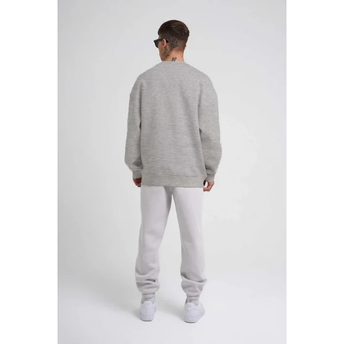 ERKEK Bisikilet Yaka 3 İplik Pamuklu SweatShirt - Gri