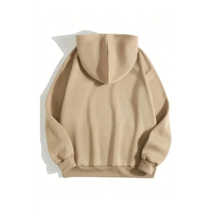 Erkek 3 İplik Pamuklu Kapüşonlu Kanguru Cepli Sweatshirt Hoodie -  Bej