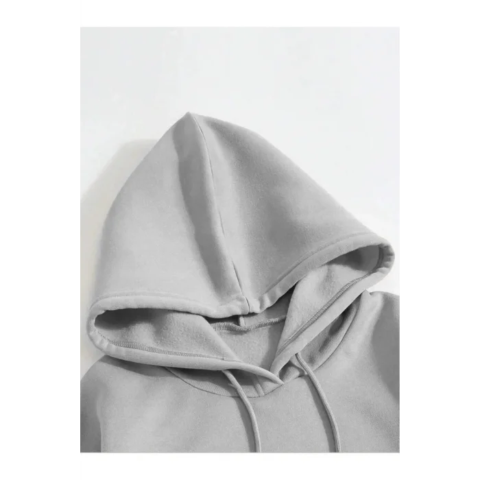 Erkek 3 İplik Pamuklu Kapüşonlu Kanguru Cepli Sweatshirt Hoodie - Boyalı Gri