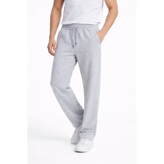 Erkek Düz Paça Beli Lastikli Eşofman Alt Pantolon - Gri