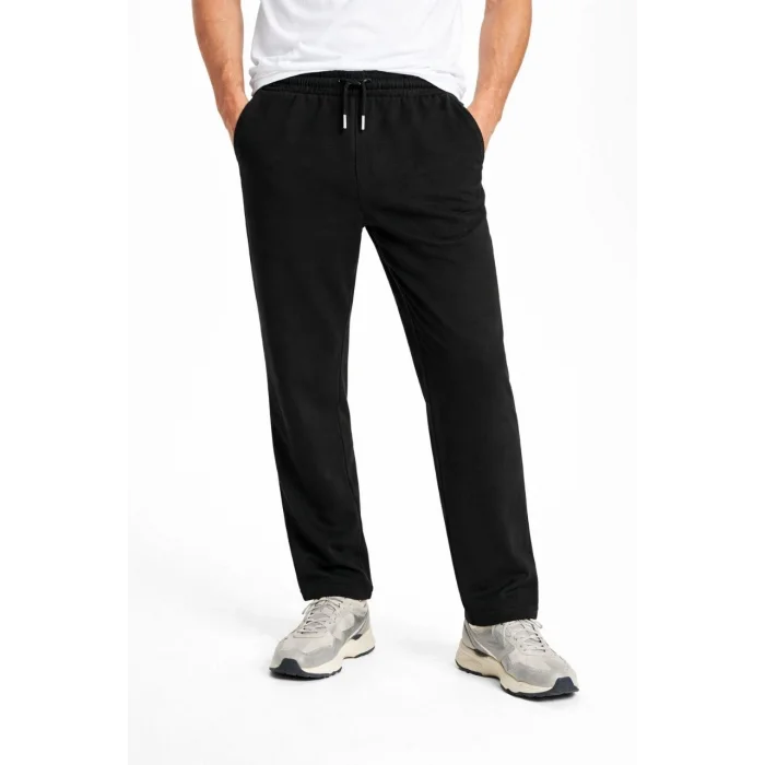 Erkek Düz Paça Beli Lastikli İpli Günlük Spor Eşofman Altı Rahat Fit - Siyah