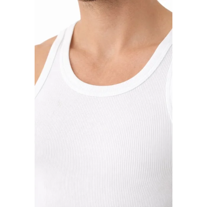 Erkek Fitilli Likralı Kaşkorse Atlet Vücuda Oturan Basic Şıklık - Beyaz