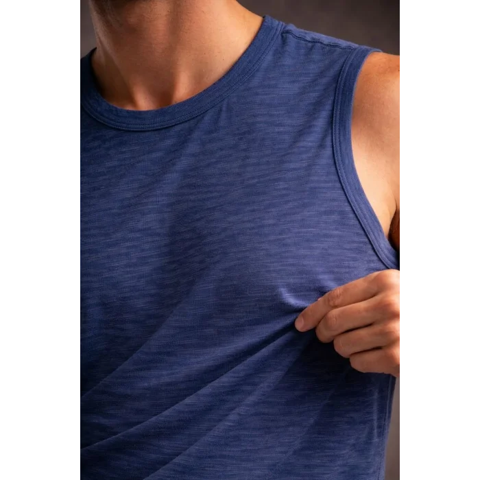 Erkek Flamlı Kumaş Sıfır Kolsuz Atlet Basic Spor Üst, Günlük ve Fitness Kullanımına Uygun - İndigo