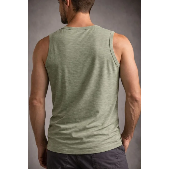 Erkek Flamlı Kumaş Sıfır Kolsuz Atlet Basic Spor Üst, Günlük ve Fitness Kullanımına Uygun - Mint Yeşili