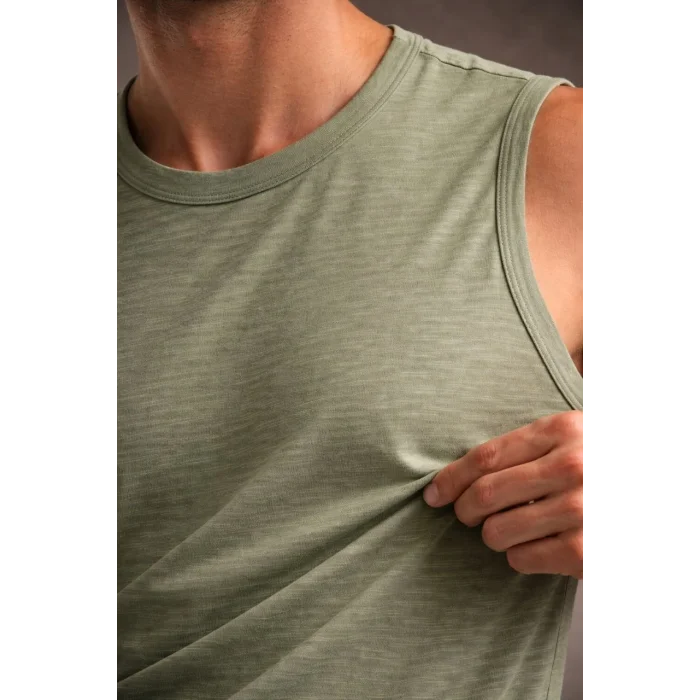 Erkek Flamlı Kumaş Sıfır Kolsuz Atlet Basic Spor Üst, Günlük ve Fitness Kullanımına Uygun - Mint Yeşili