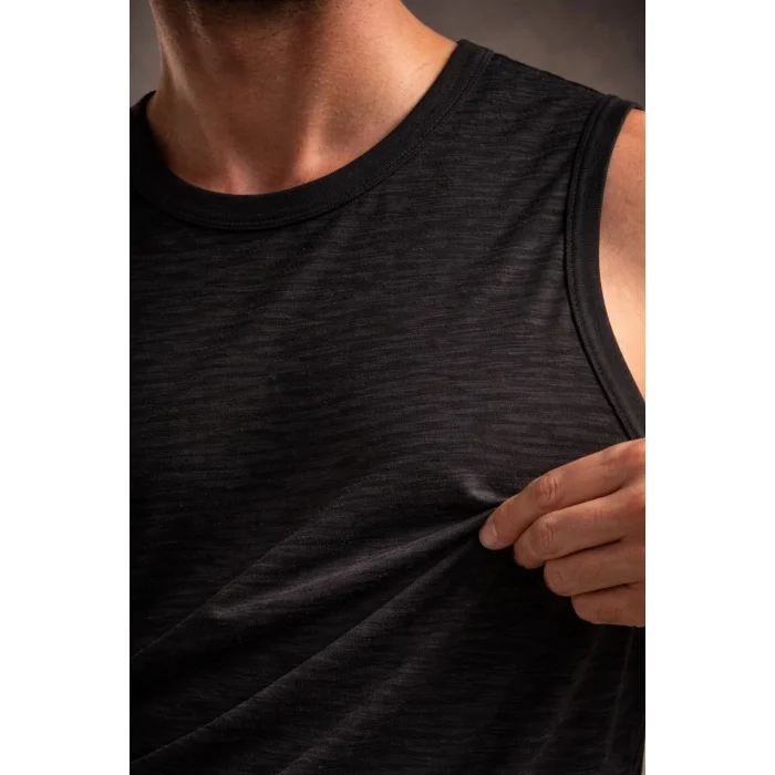 Erkek Flamlı Kumaş Sıfır Kolsuz Atlet Basic Spor Üst, Günlük ve Fitness Kullanımına Uygun - Siyah