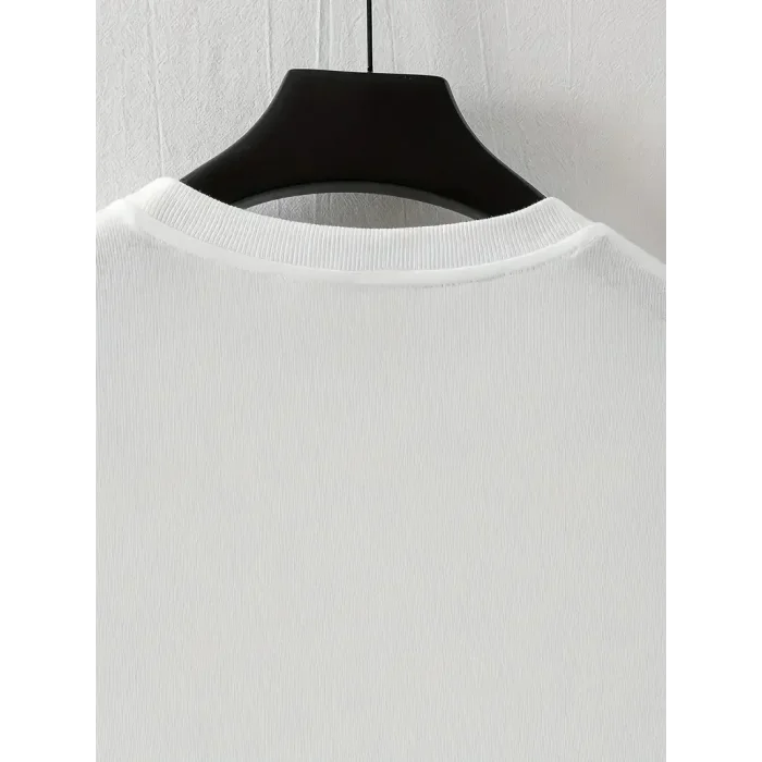 Erkek LB Baskılı Tişört Bisiklet Yaka Kısa Kol T-shirt - Beyaz