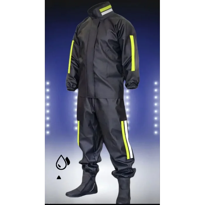 Erkek Motorcu Kurye Su Gecirmez Yağmurluk Takım - Siyah