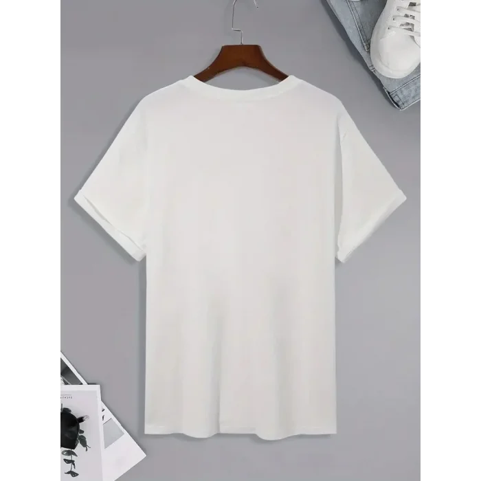 Erkek Tişört Palmiye Baskılı Bisiklet Yaka Kısa Kol T-Shirt - Beyaz