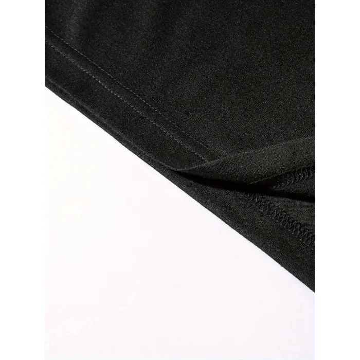 Erkek Baskılı Tişört Kısa Kol Bisiklet Yaka Oversize T-Shirt - Siyah