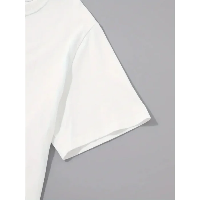 Erkek Kısa Kol Yazlık Tişört Bisiklet Yaka Palmiye Baskılı T-Shirt - Beyaz