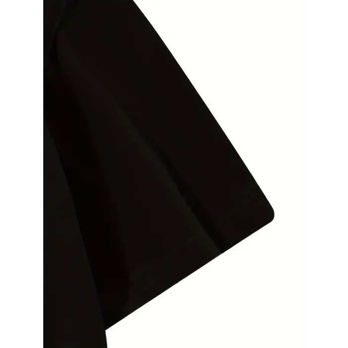 Kadın Ön ve Arka Baskılı T-Shirt Kısa Kol Bisiklet Yaka Regular Fit Tişört - Siyah