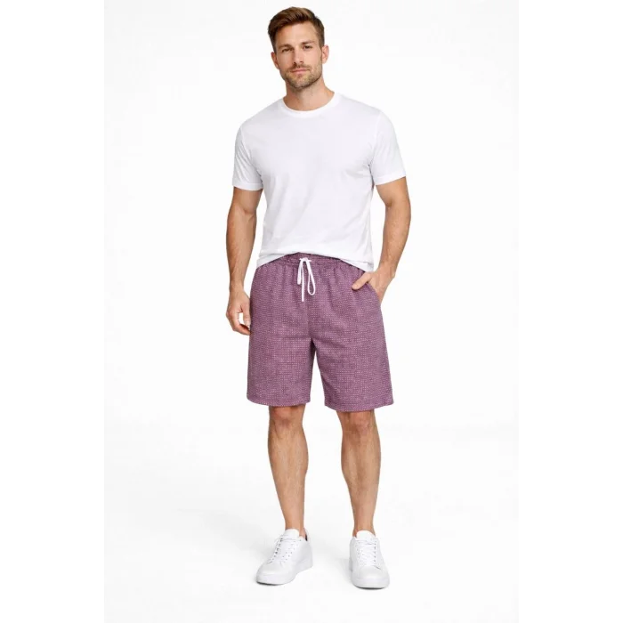 Erkek Pötikareli Şort – Beli Lastikli Bağcıklı, Cepli, Rahat Kesim Günlük Yazlık Şort - Gül Kurusu