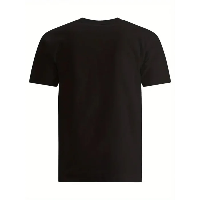 Erkek Baskılı T-Shirt Kısa Kol Bisiklet Yaka Regular Fit Rahat Kalıp Tişört - Siyah