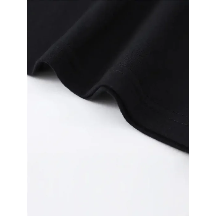 Erkek Baskılı T-Shirt Kısa Kol Bisiklet Yaka Regular Fit Rahat Kalıp Tişört - Siyah