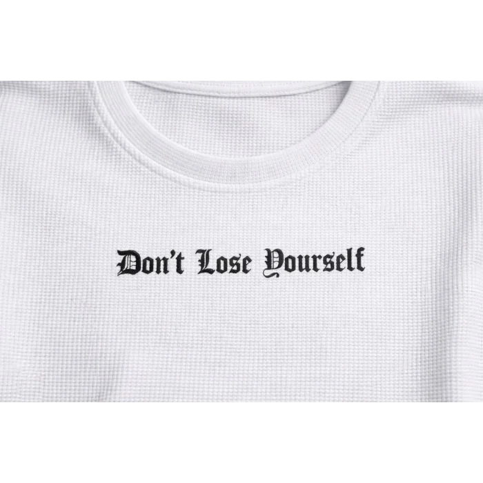 Erkek Wafıl Kumaş Tişört Regular Kalıp Bisiklet Yaka Baskılı T-Shirt - Beyaz