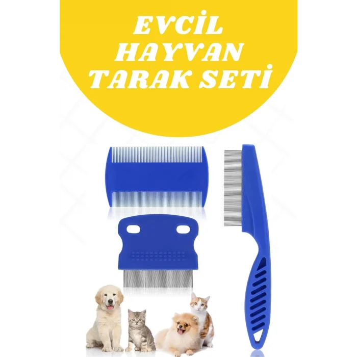 Evcil Hayvan Tarak Seti 4lü Bit Tarağı Ked Köpek Tüyüne Uygun