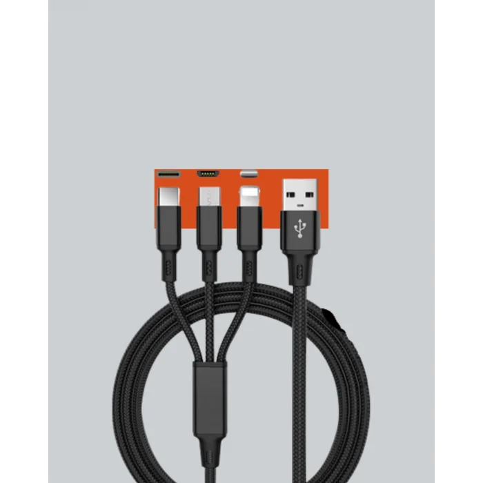 Evrensel 3 Başlıklı Şarj Kablosu – iPhone Huawei Samsung İçin