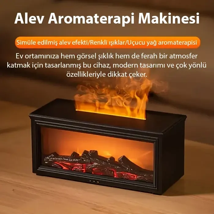 EZERE A4 Şömine Esintili Aromaterapi Difüzörü Ultrasonik Hava Nemlendici-(5775)