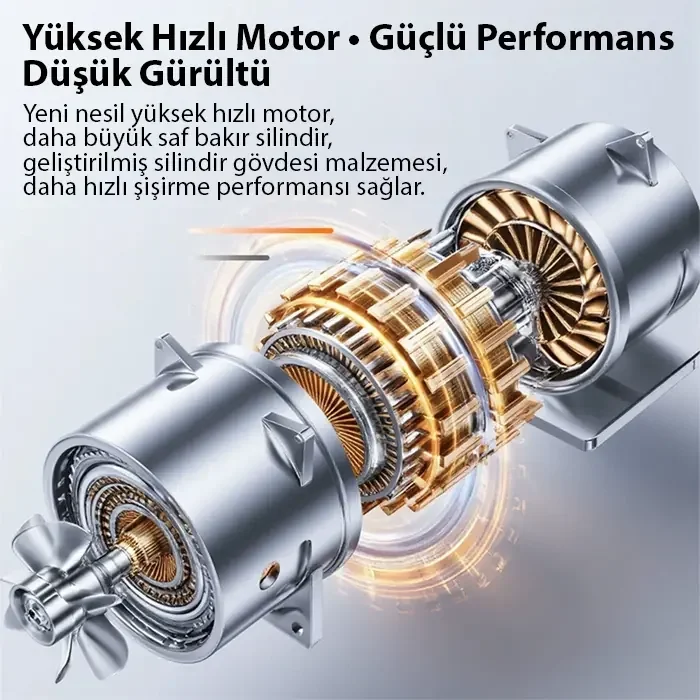 EZERE AirForce Pump Taşınabilir Araba yüksek güçlü elektrikli kablosuz lastik hava pompası-(5775)