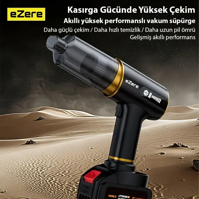 EZERE ST-6609C 20000pa Güçlü Dijital Göstergeli Vakumlu Kablosuz Üflemeli Araç Süpürgesi-(5775)