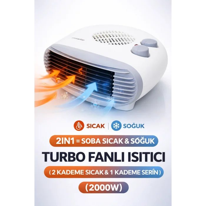Fanlı Isıtıcı 2000W: Yaz Kış Modlu Elektrikli Soba Ofis ve Ev Tipi Isıtma