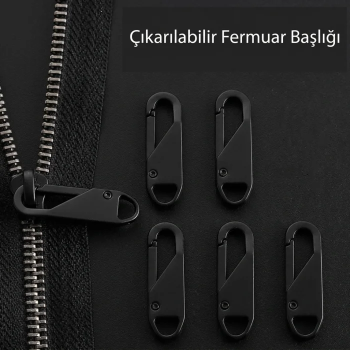 Fermuar Sürgüsü Başlığı Yedeği - Siyah 5 Adet