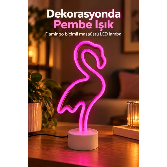 Flamingo LED Lamba Pembe Işıklı