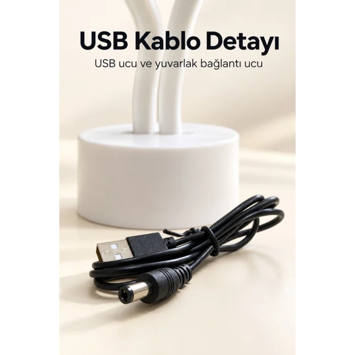 Flamingo LED Lamba USB Kablolu Beyaz Gövdeli