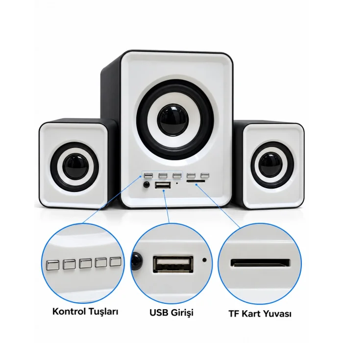FM Radyolu Bluetooth Masaüstü Hoparlör Seti