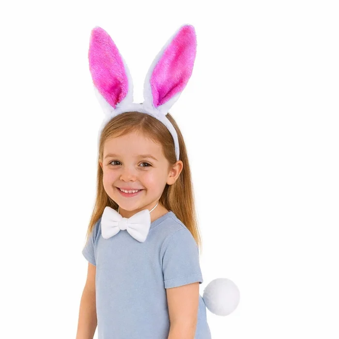 Fuşya Pembe Tavşan Kulak Papyon Kuyruk 3 Lü Parti Seti