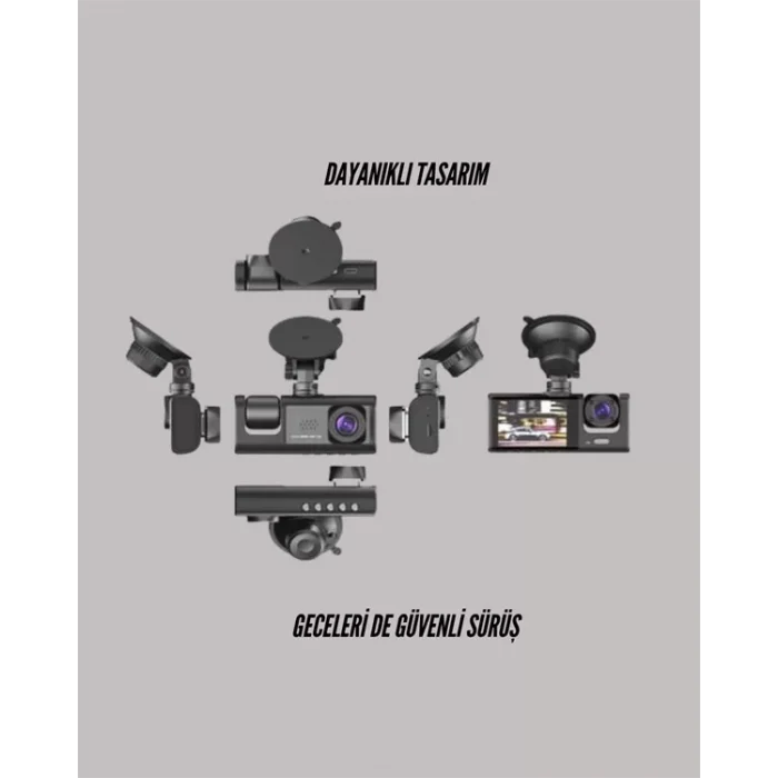 G-Sensörlü 3lü Kayıtlı Araç Kamerası