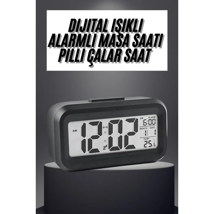 Gece Dijital Masa Saati Dijital Alarmlı Led Ekran Pilli Çalar Saat